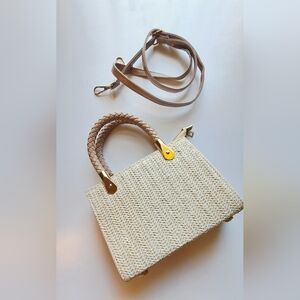 Elegant Cream Woven Handbag